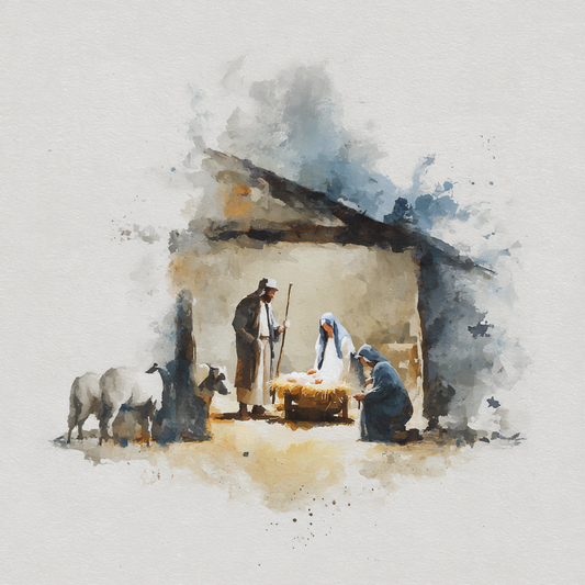 The Nativity in Watercolor
